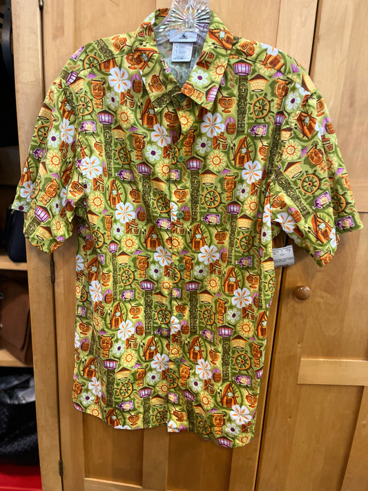 Disney "Enchanted Tiki Bar" Button Hawaiian Shirt
