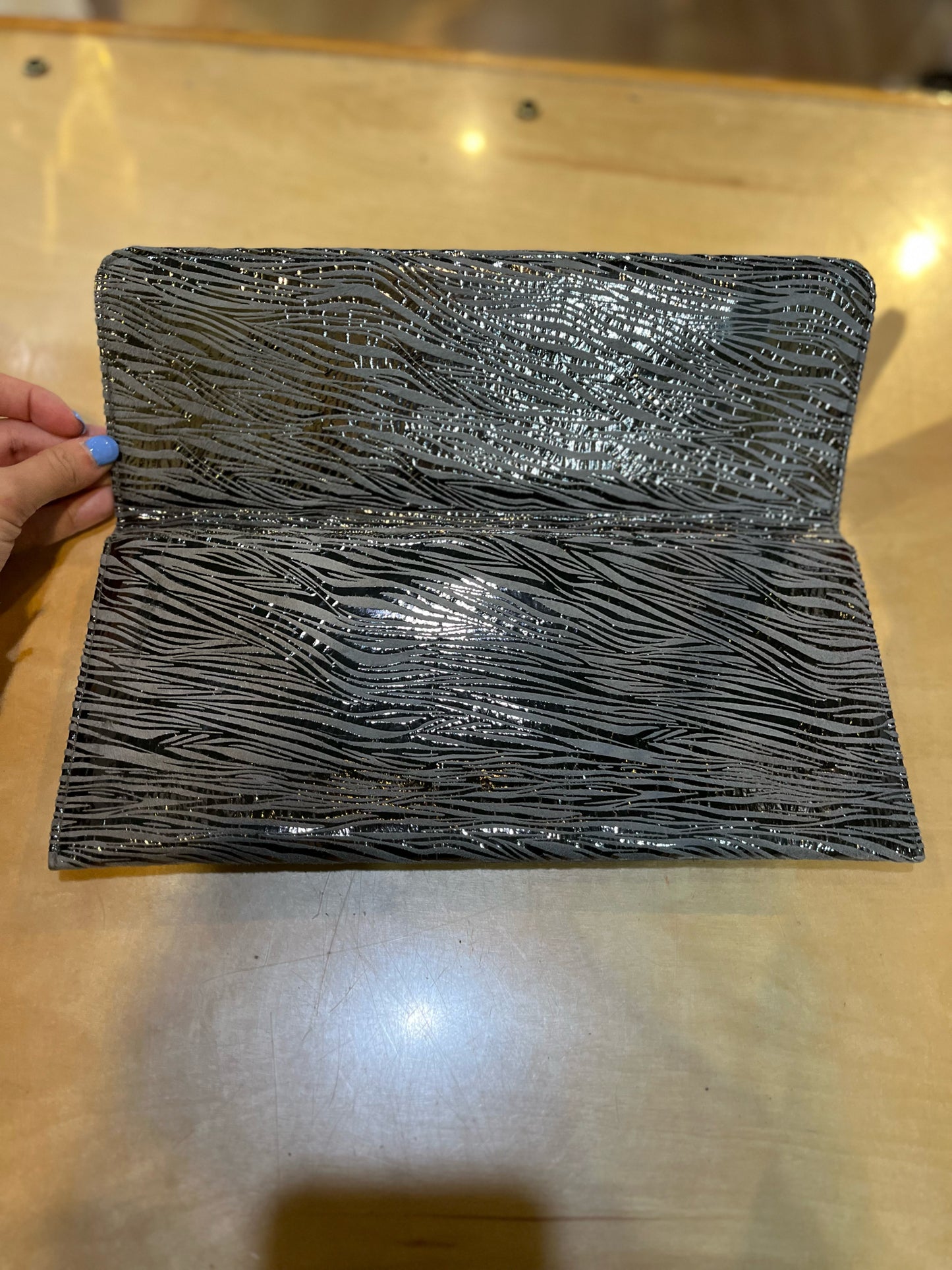 Carlos Falchi Black Suede Zebra Clutch