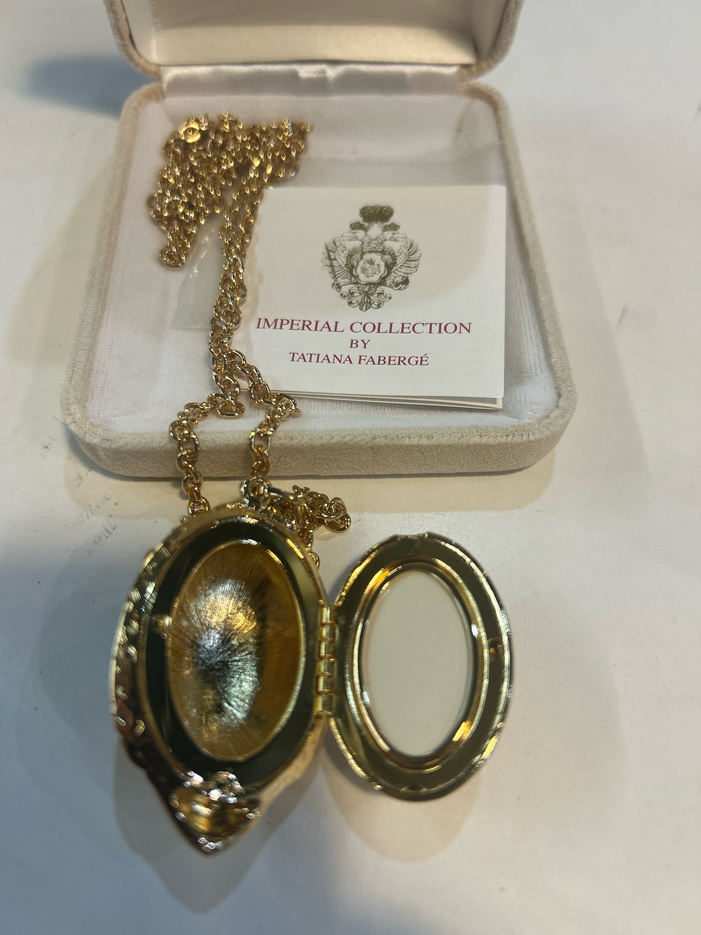 Tatiana Faberge Imperial Collection Enamel Egg Locket Necklace