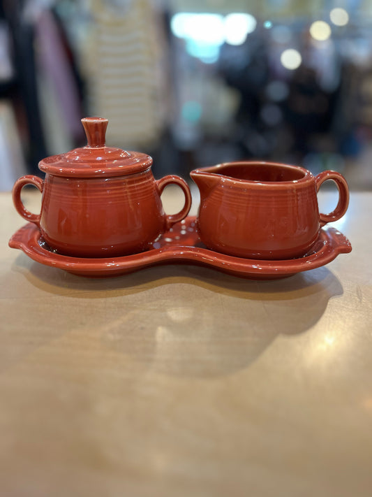 Fiestaware Persimmon Sugar & Creamer Set