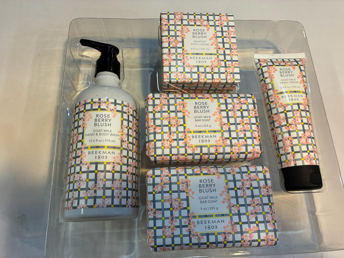 Beekman 1802 5 Piece Rose Berry Blush Bath Set