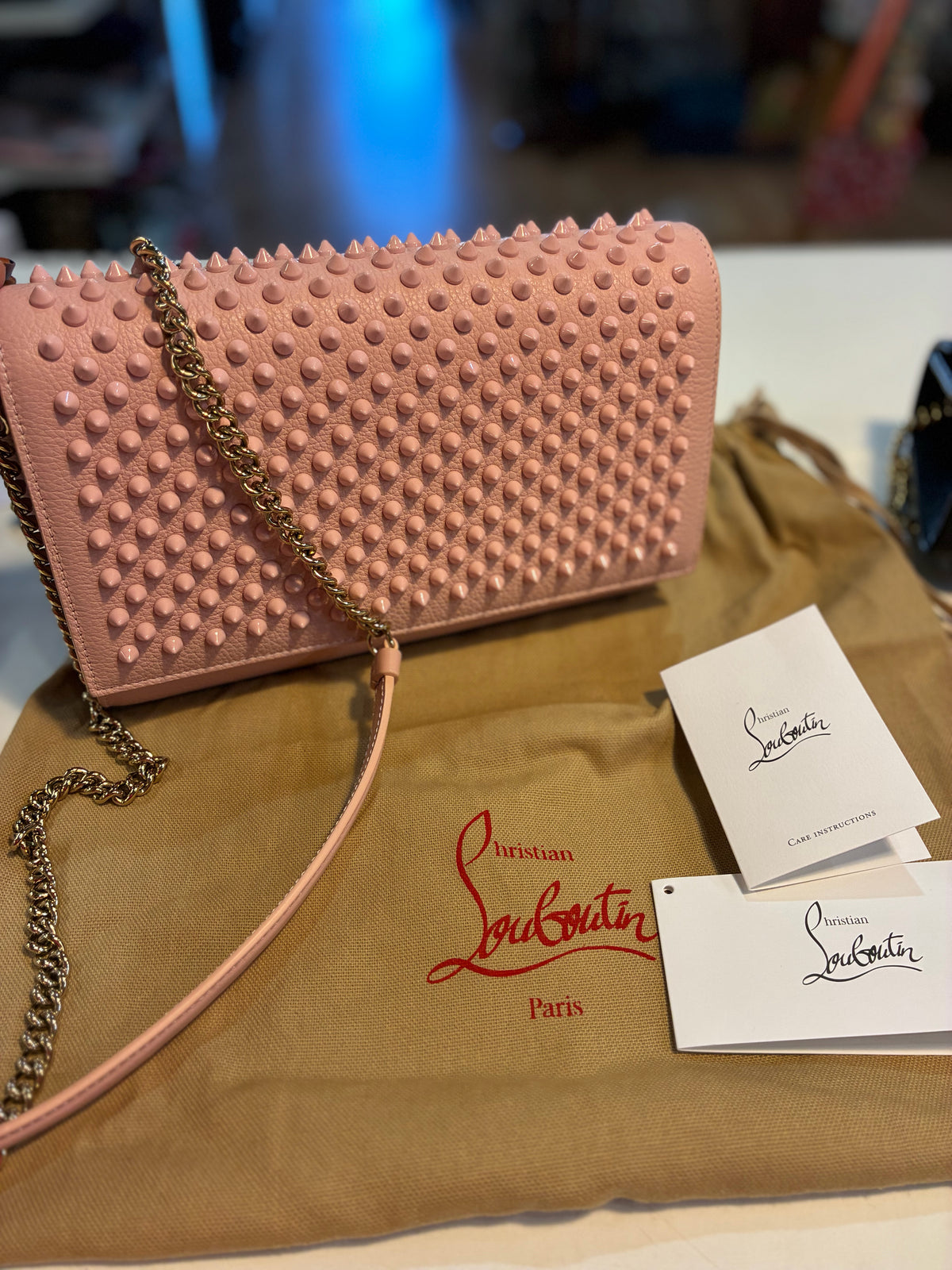 Christian Louboutin Paloma Clutch Rosy Leather PICKUP ONLY