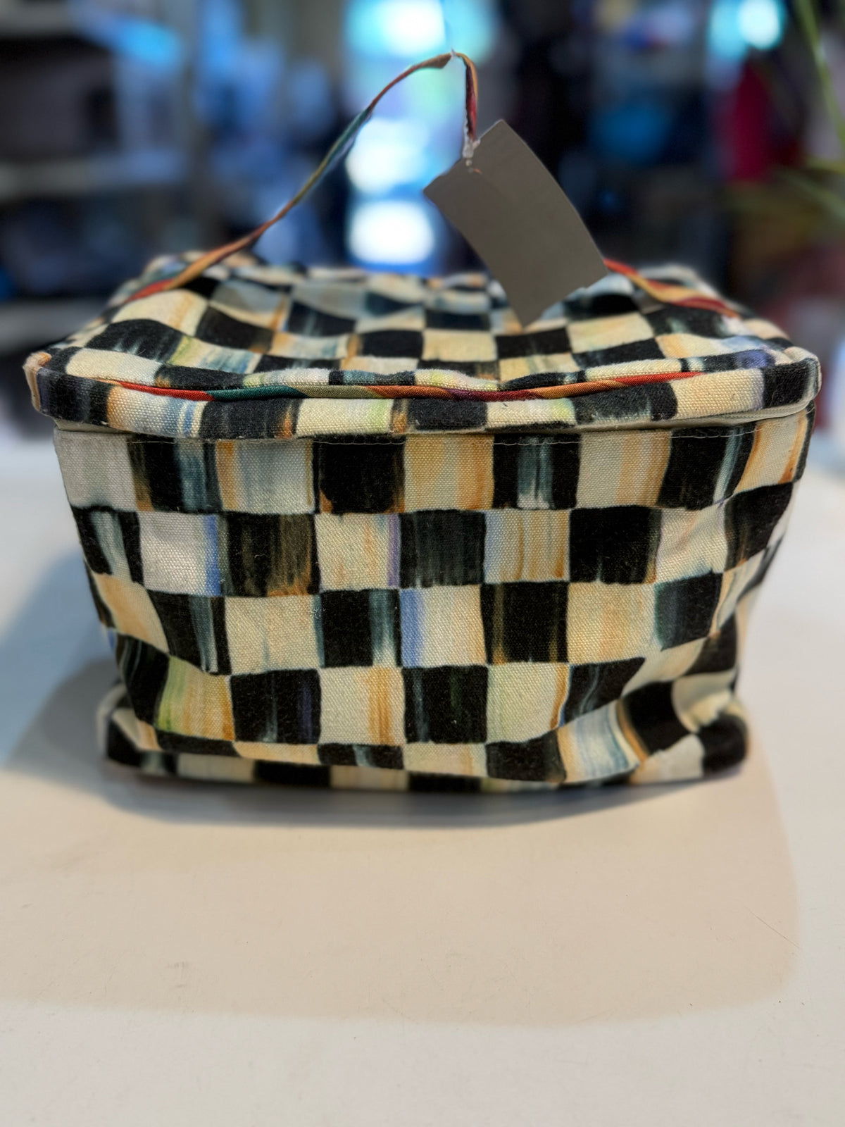 MacKenzie Childs Courtly Check Train Case cosmetic bag