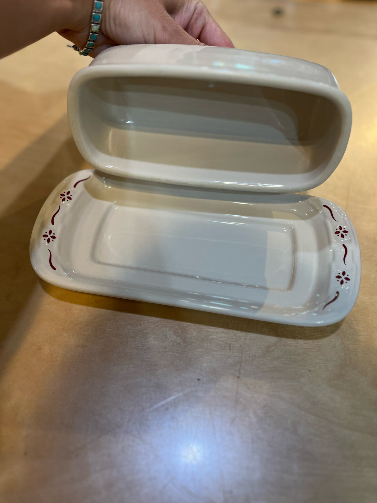Longaberger Pottery Woven Traditions Covered Butter Dish