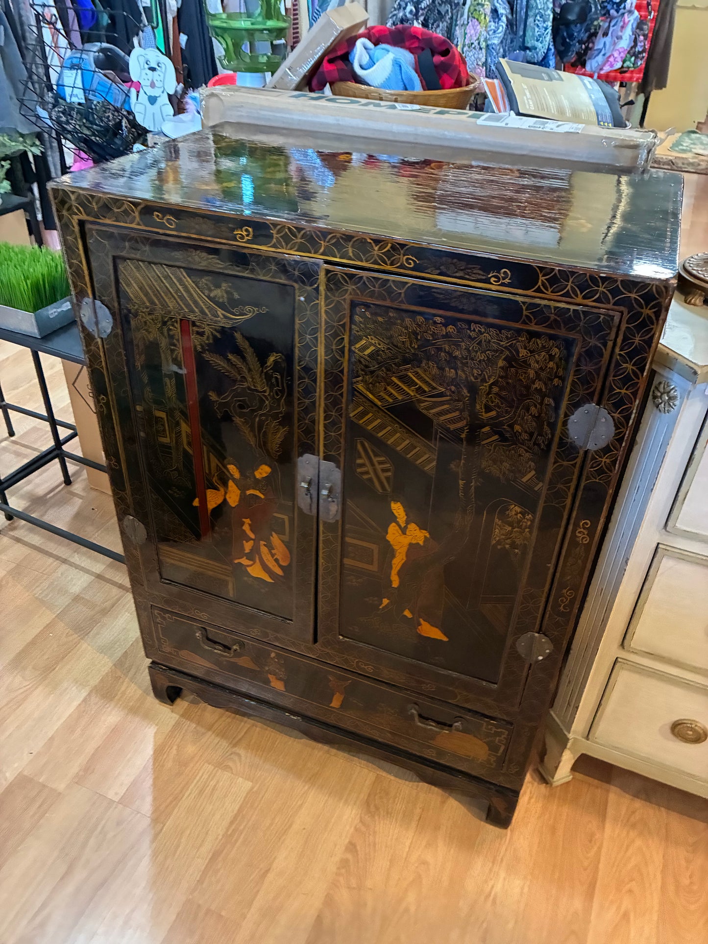 Asian Style Bar Cart Cabinet