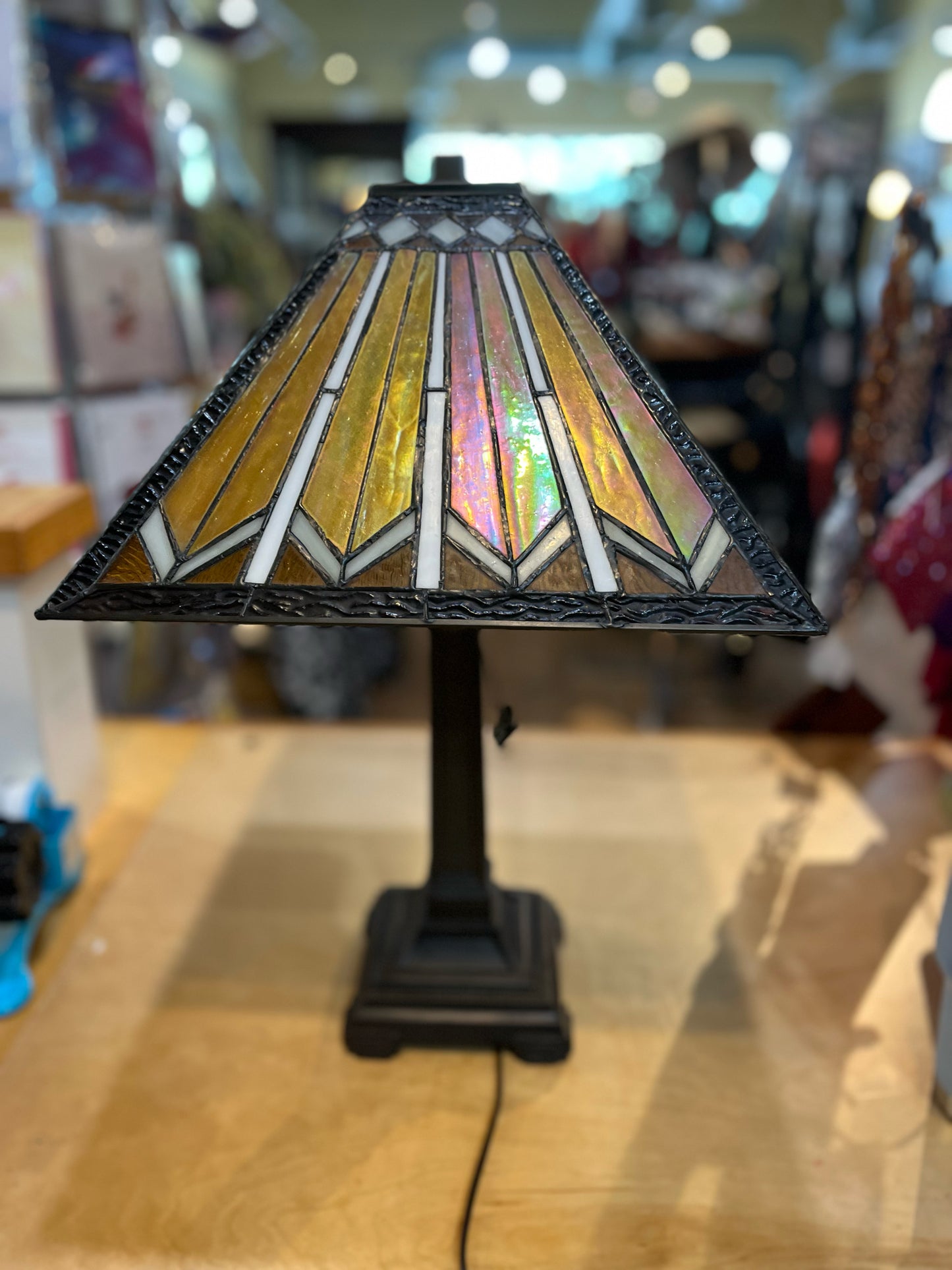 Bronze Colored Square Tiffany Lamp