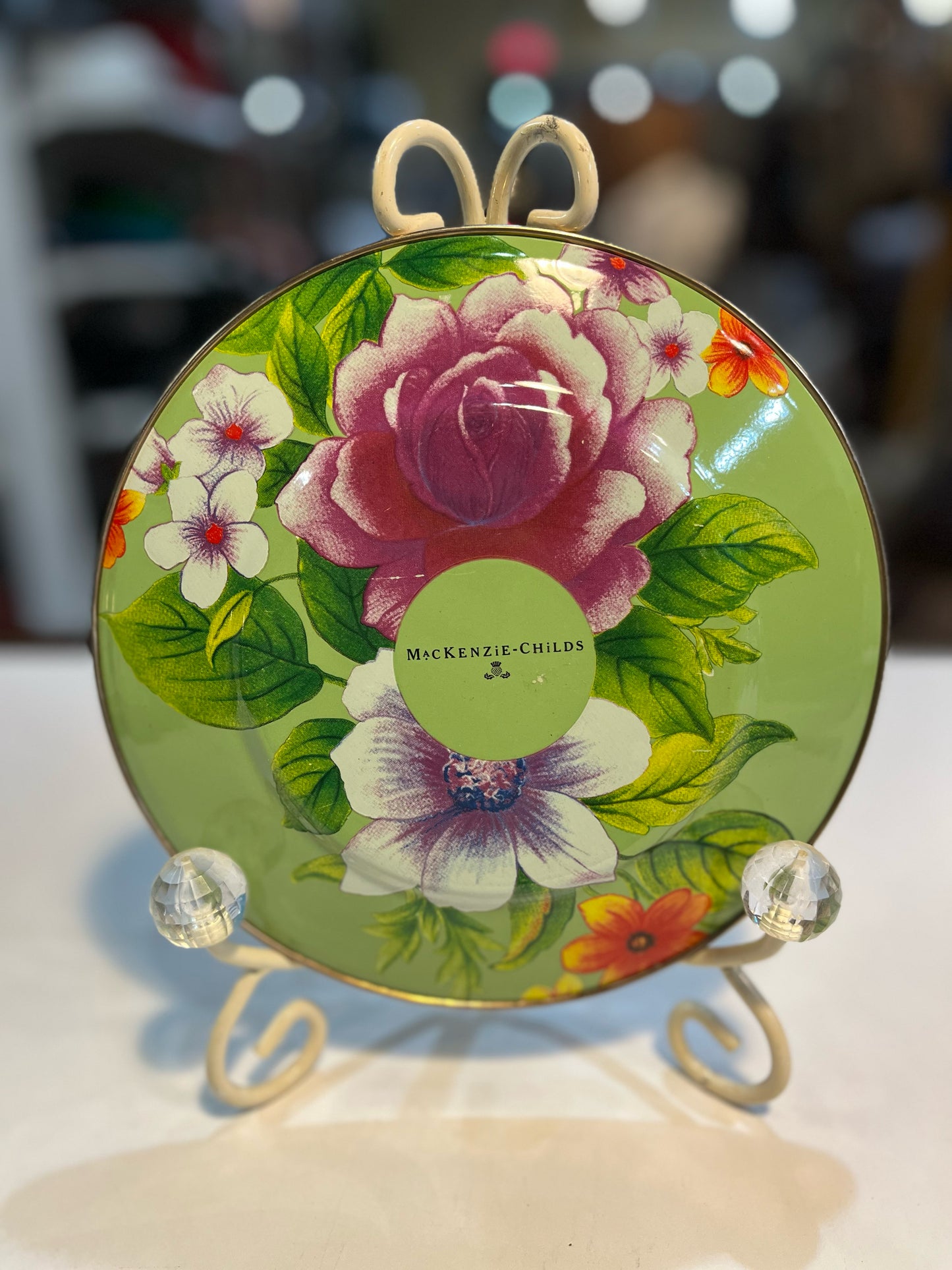 MacKenzie-Childs Green Flower Market 8" Enamel Plate