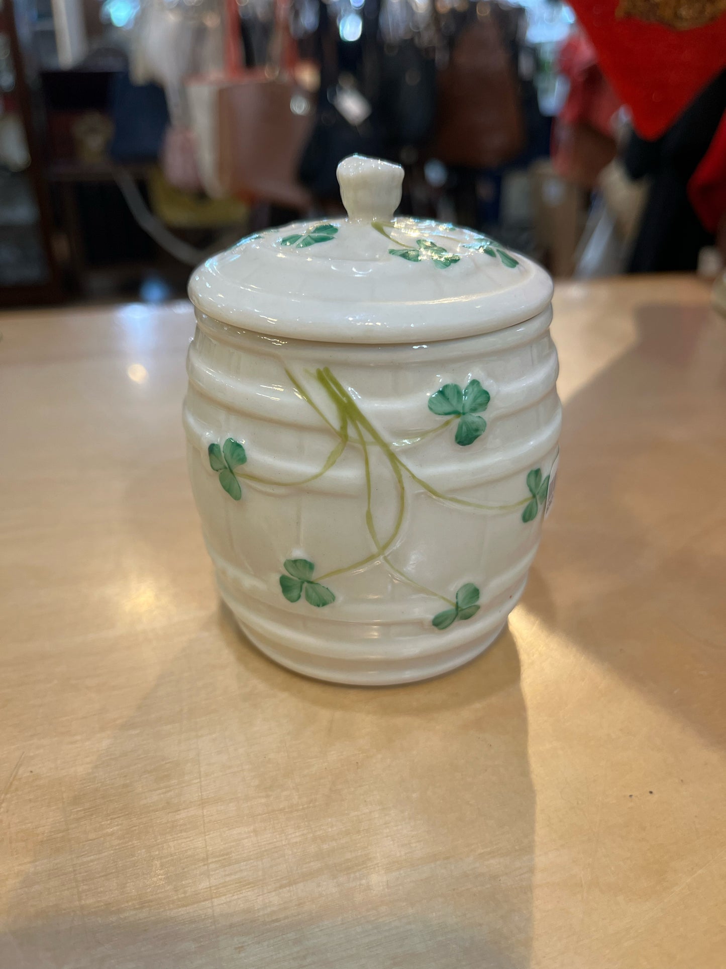 Beleek Shamrock Barrel Pot