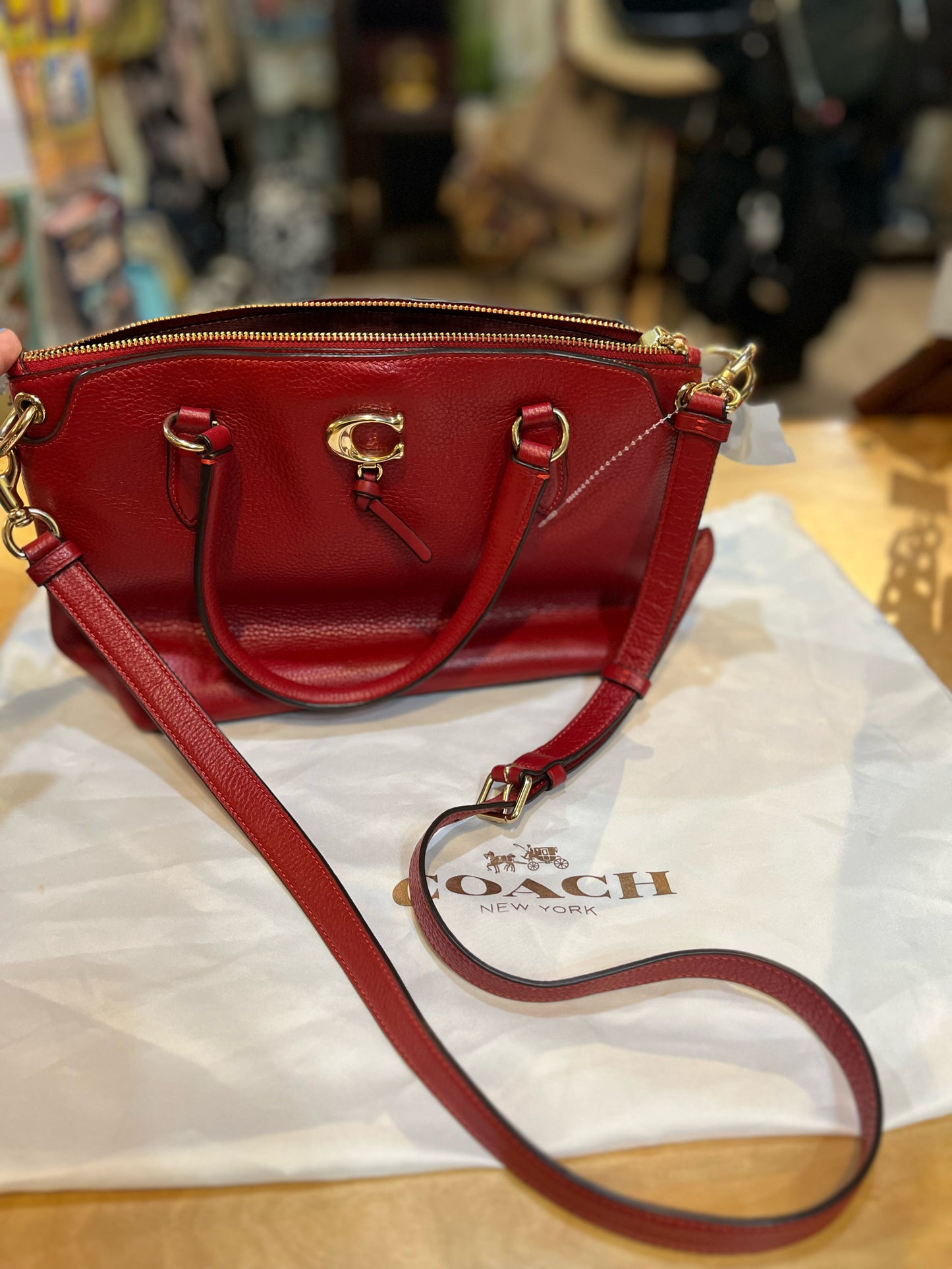Coach Red Leather "Remi" Handbag
