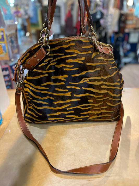 Cavalcanti Black & Brown Zebra Calf Hair Handbag