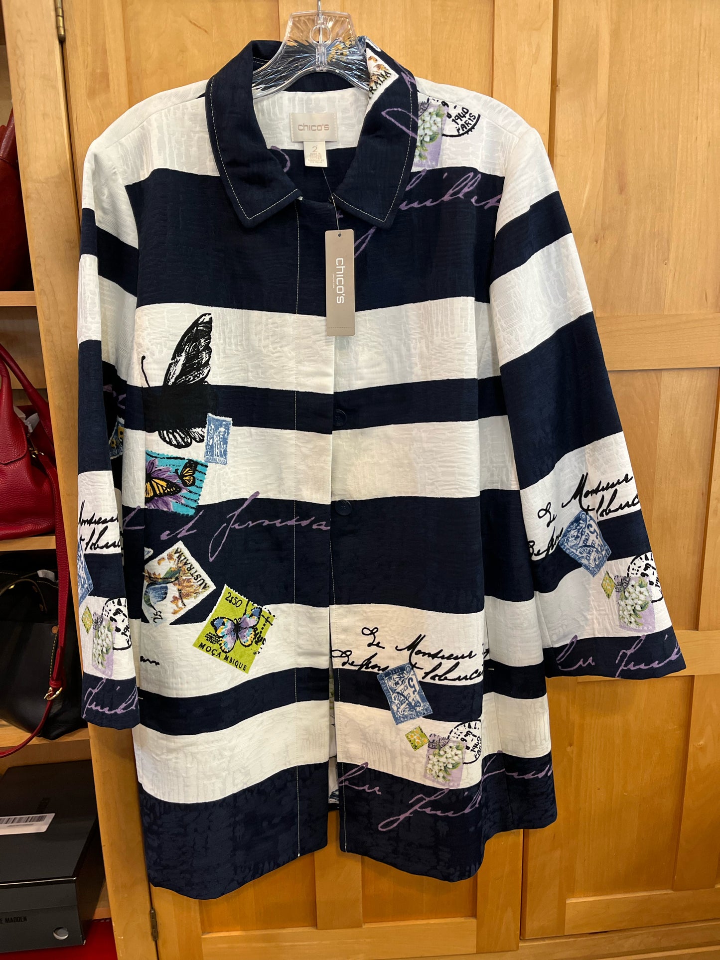 NWT Chico Stripe & Butterfly Jacket