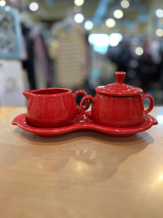 Fiestaware Red Sugar & Creamer Set