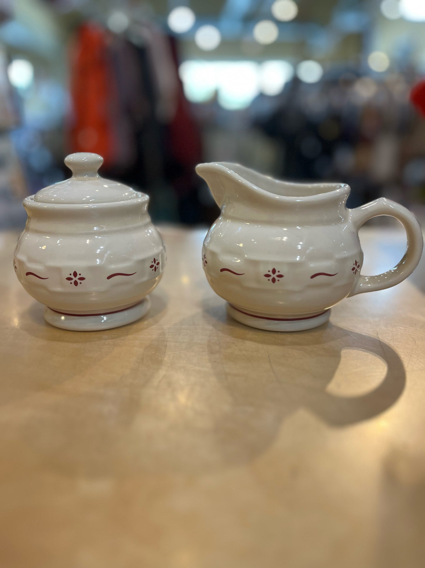 Longaberger Pottery Woven Traditions sugar and creamer