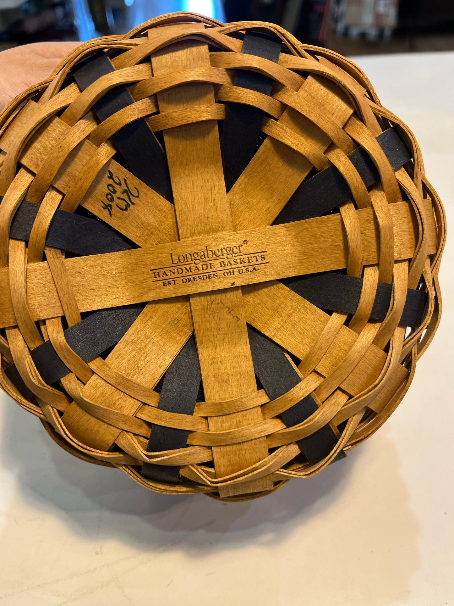 Round Red, White, and Blue Longaberger Basket w/ Star Studs