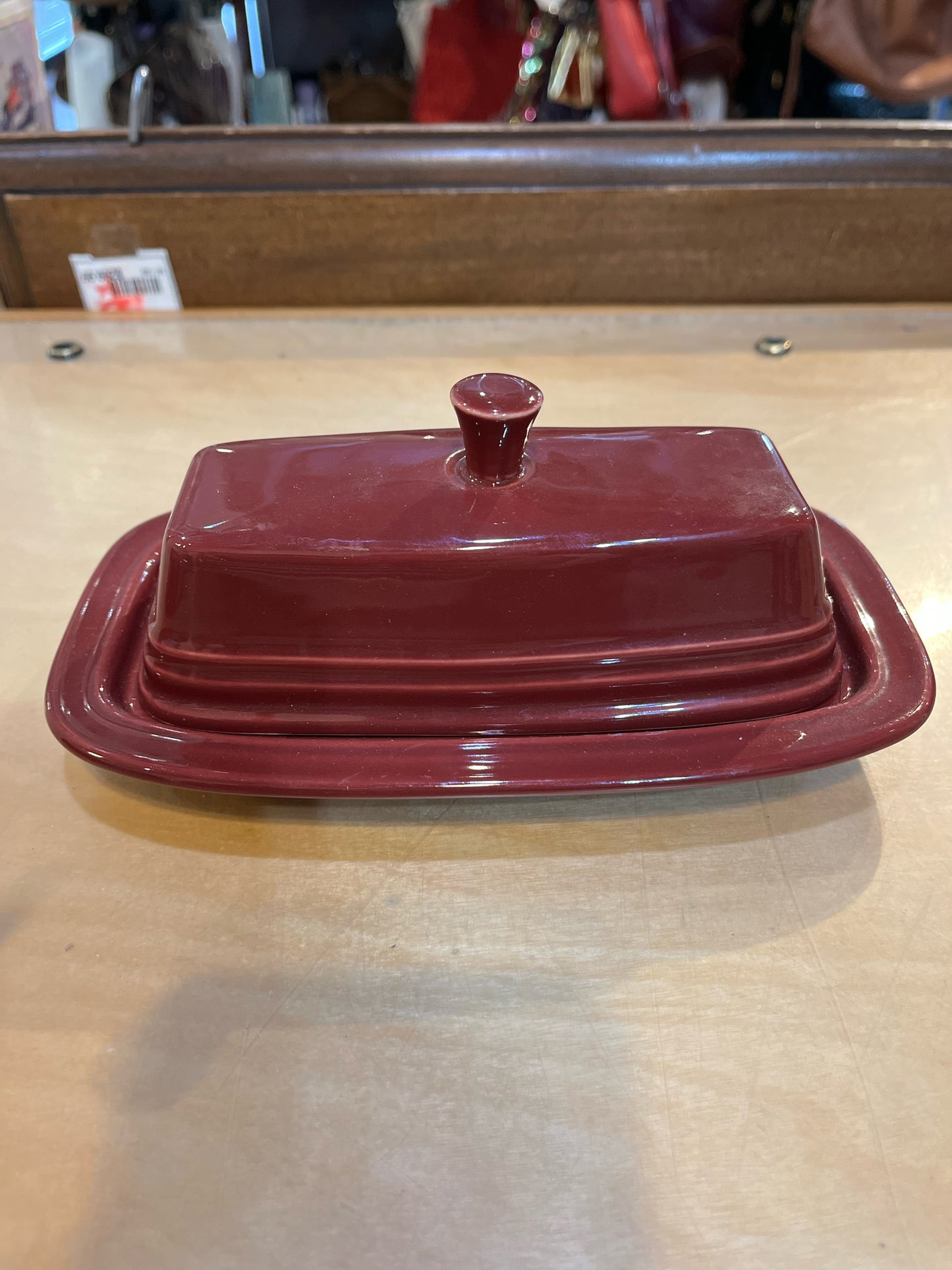 Fiestaware Maroon Butter Dish
