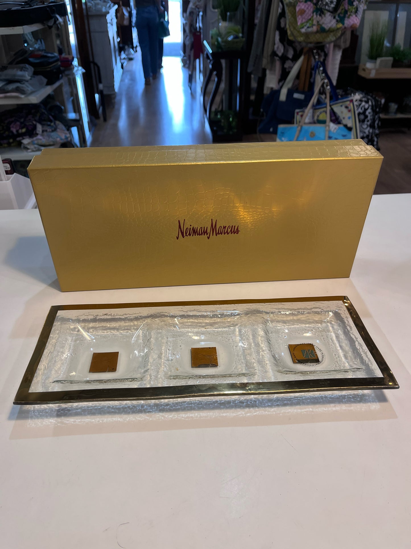 Neiman Marcus Annieglass Gold 3 Section Tray