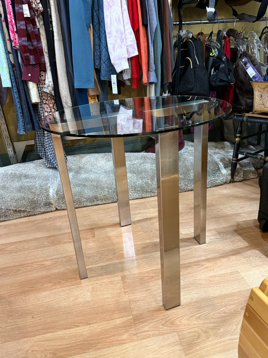 Round Glass & Metal End Table
