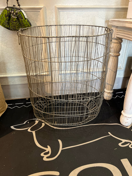 Tall metal basket, w/ handles