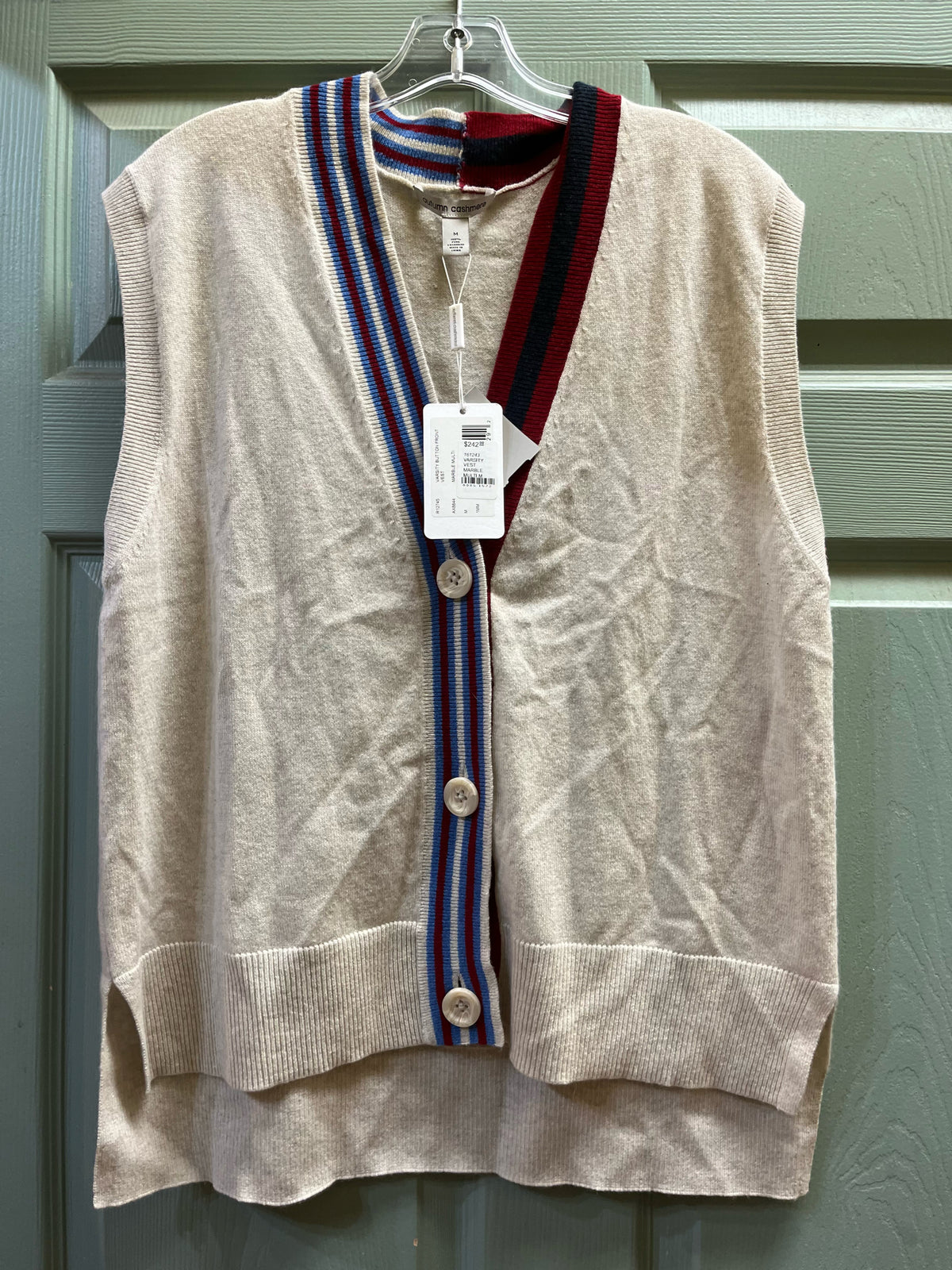 NWT Autumn Cashmere "Varsity Button Front" Sweater Vest