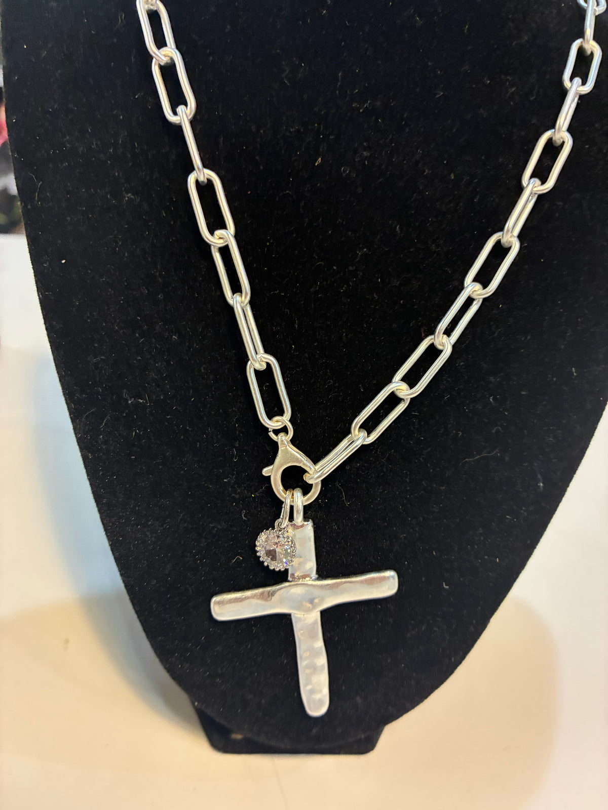VB & Co. Silver chain and cross pendant necklace