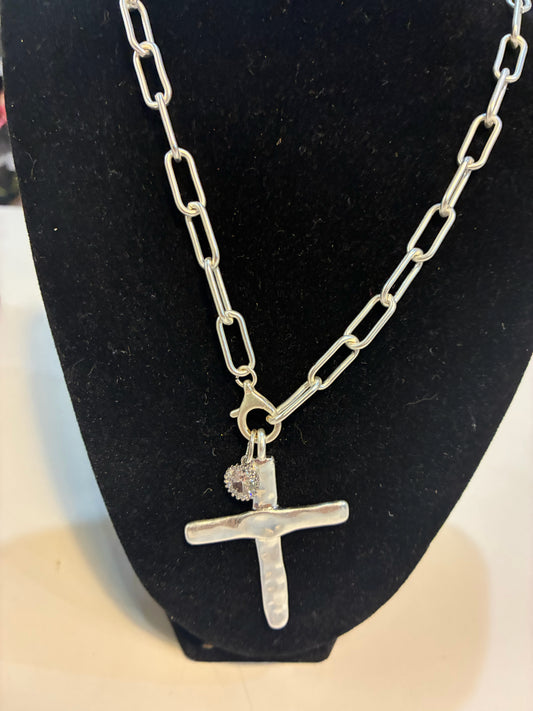 VB & Co. Silver chain and cross pendant necklace