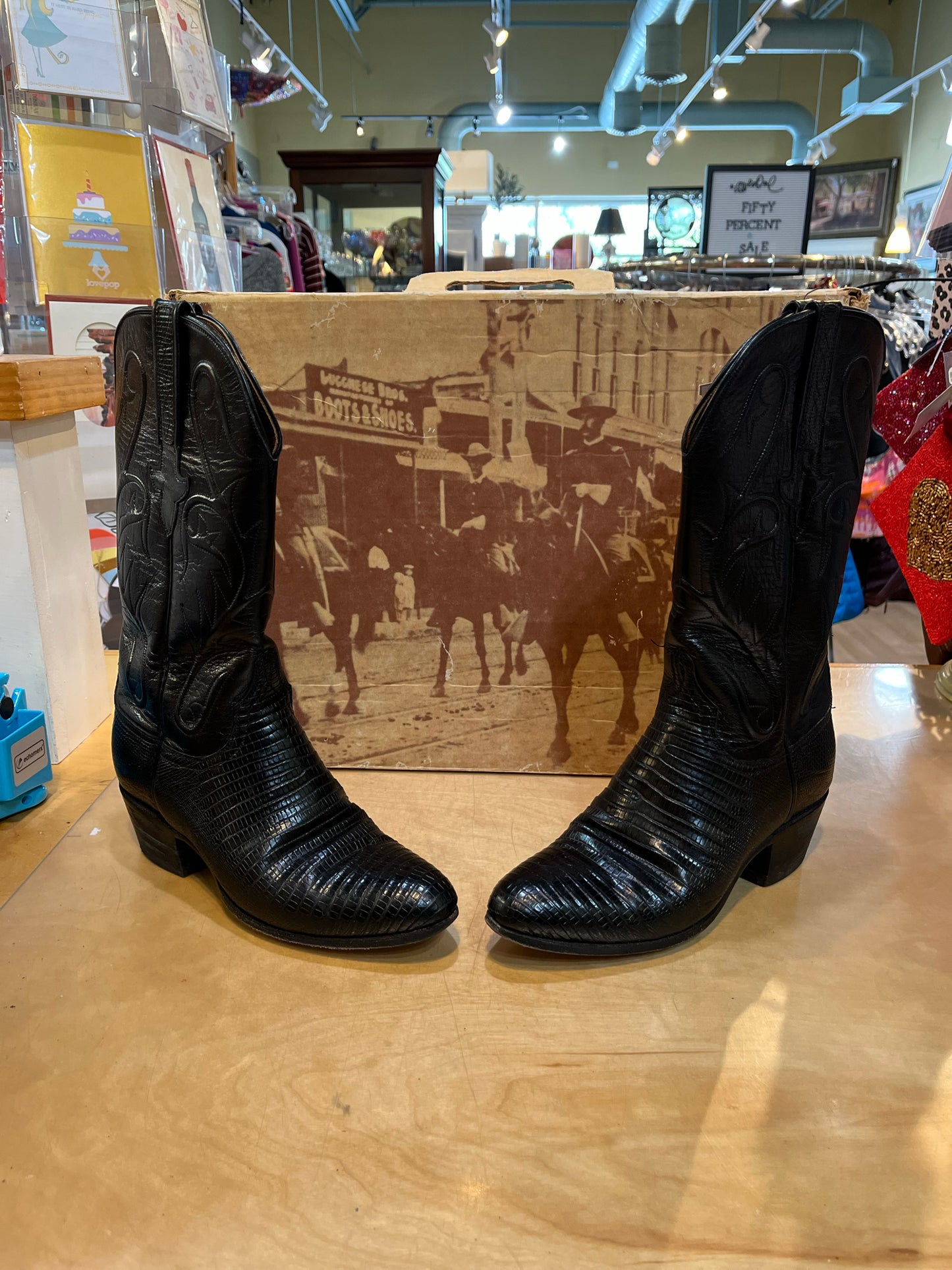 Luchese Black Lizard Boots