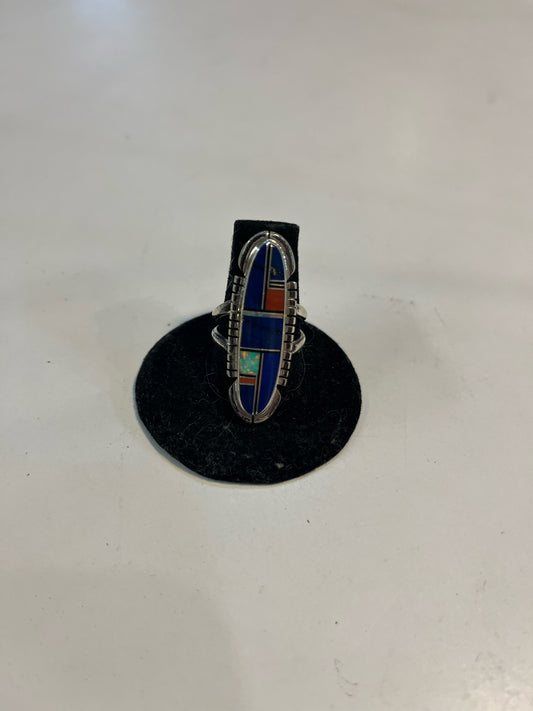 Sterling Silver & Blue Stone Inlay Native American Ring