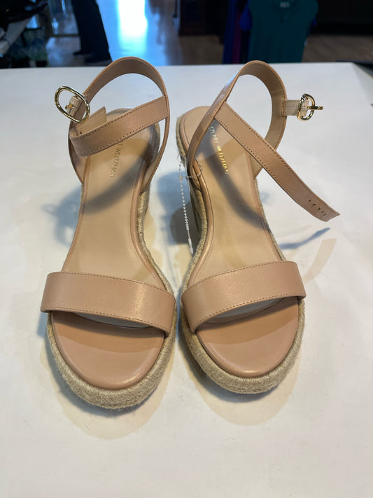 Stuart Weitzman Beige "Teddi Espadrille Wedge" Sandals