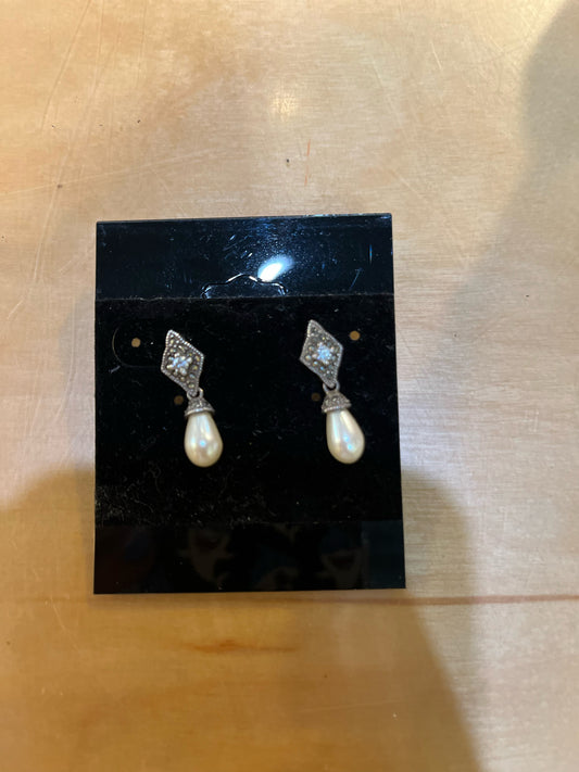 Judith Jack Sterling Silver & Pearl Drop Earrings