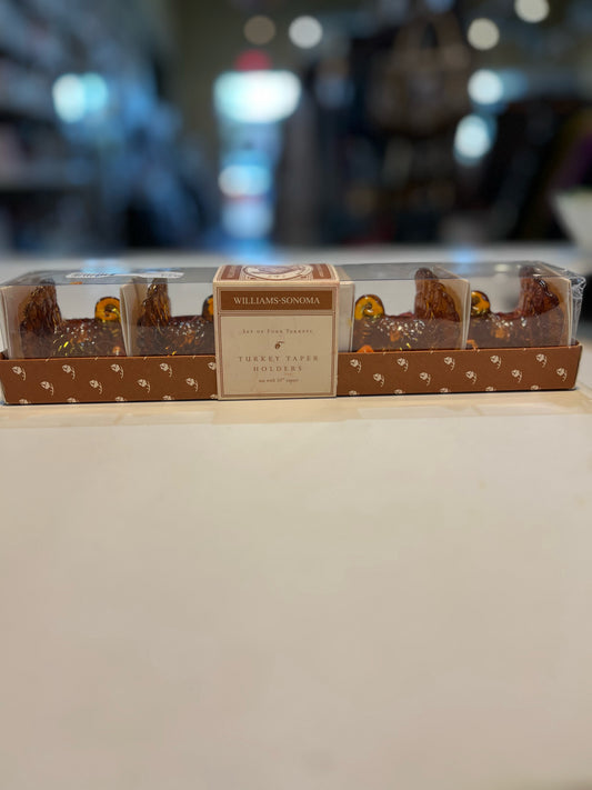 Williams Sonoma Turkey Amber Taper Holders set