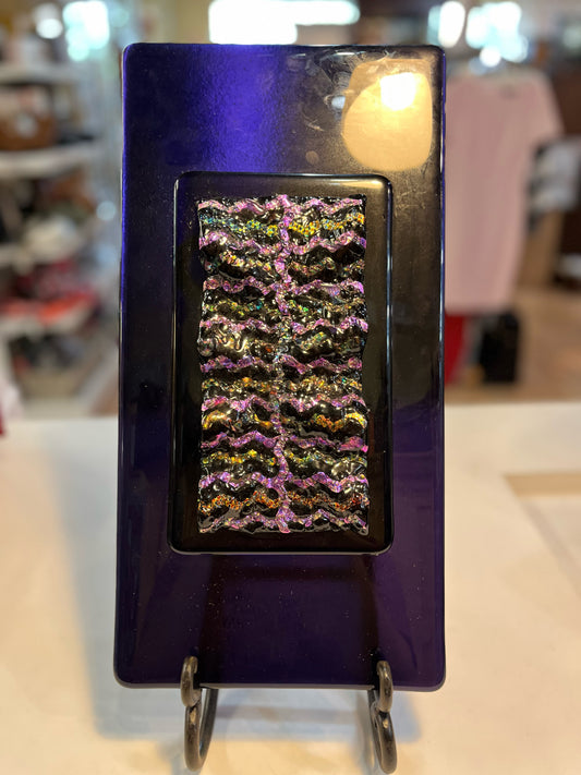 Signed Ed Martin Fused Kiln Art & Stand
